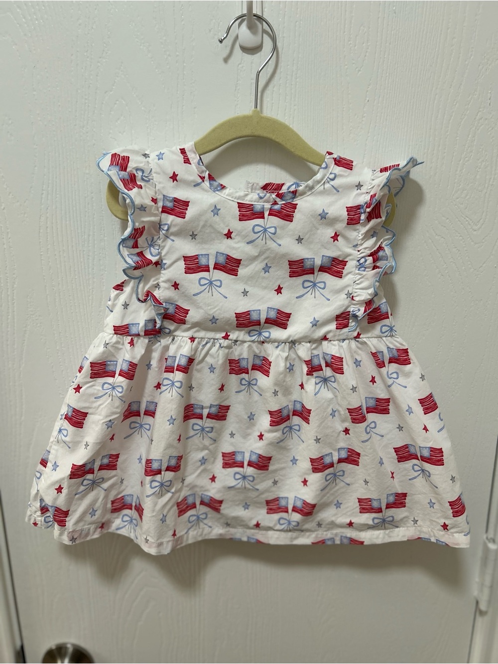 Stitchy Fish Home of the Brave Ruffle Tank Top American Flag Size 5 Girls